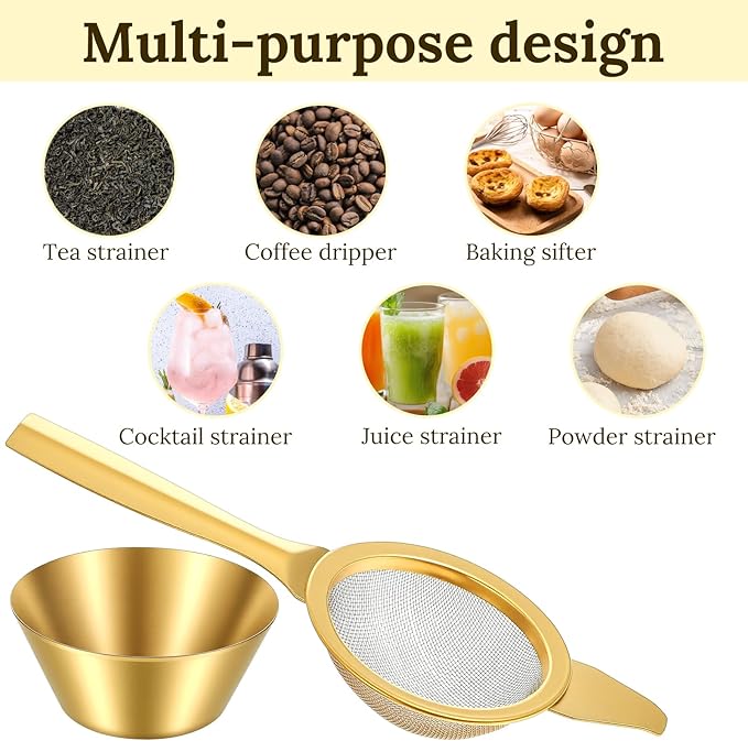 2Pcs Matcha Sifter 2.2 Inch Matcha Strainer With Base - 30 Fine Mesh T304 Stainless Steel Fine Mesh Strainers for Loose Tea, Coffee, Cocktail