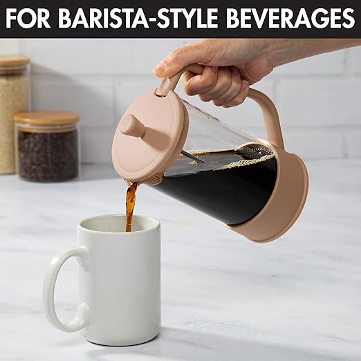 Primula French Press Coffee Maker, Heat Resistant Borosilicate Glass with Stainless Steel Filters, 8 Cup, 34 oz, Caramel