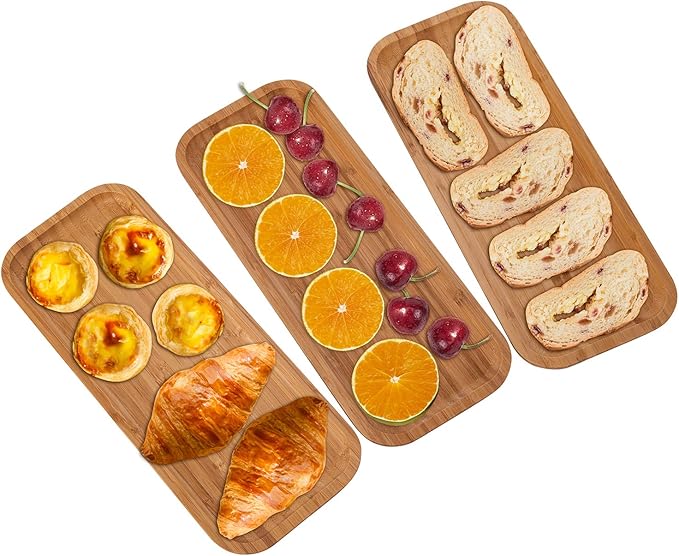 Bamboo Tray Bamboo Plates 13.8 x 5.9 x 1 Inches Serving Tray Elegant Appetizer Plates Steak Plate Coffee Tea Serving Tray Fruit Platters Party Dinner Plates Sour Candy Tray