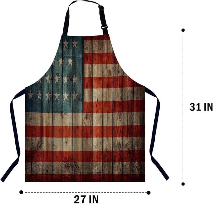 USA Flag Kitchen Apron for Women Men, Unisex Adjustable Cooking Apron, Waterproof Apron for Home Kitchen, Restaurant, Coffee House - Image 2
