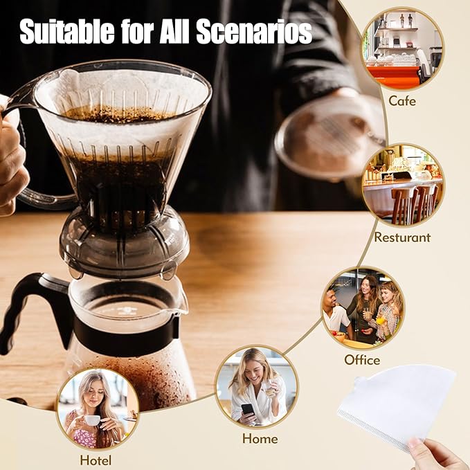 200 Count Coffee Filter, Coffee Filters Disposable No Blowout, Coffee Filters 2 Cone for Drip and Pour OverCoffee Maker (1-4 Cup)