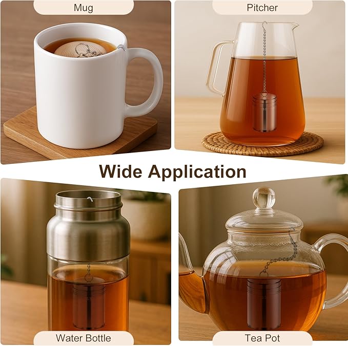 ‌Loose Leaf Tea Steeper with Ultra-Fine Mesh - ‌Premium Stainless Steel ‌Tea Infuser‌‌ & ‌Tea Strainer‌ for Herbal/Black/Rooibos Teas, Durable ‌Tea Ball‌ with Leak-Proof Design