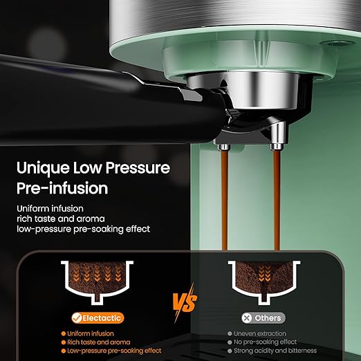20 Bar Espresso Machine, Professional Stainless Steel Coffee Maker with LCD Display, 45oz Removable Water Tank, Home & Office Espresso Maker for Cappuccino Latte Macchiato, Green
