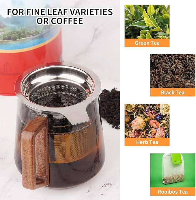 Vaincre Extra Fine Mesh Tea Infuser/Strainer, Stainless Steel Loose Leaf Tea Steeper/Diffuser with Large Capacity Basket and Lid, Fits Teapots, Mugs, Cups