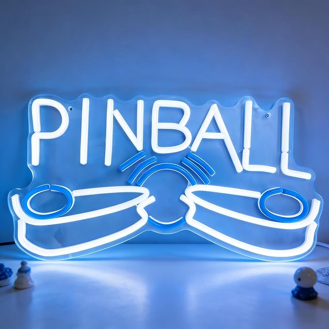 Pinball LED Neon Sign, USB Powered Decorative Neon Light for Arcade Game Room Man Cave Home Recreation Space Wall Table Game Theme Decor, 16.7 x 9.1 In by Brighten%E2%80%98Neonawall%E2%80%99NeonSign