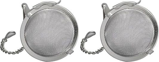 HIC Kitchen Mesh Ball Tea Infuser, 18/8 Stainless Steel Mesh, For Loose Leaf Tea and Mulling Spices, 2-Inch (Pack of 2)