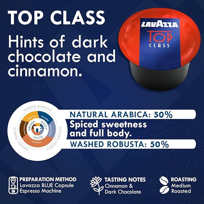 Lavazza Blue Capsules Coffee Pods Variety Pack – 100 Count (2 Packs of 50) – Top Class & Gold Selection Medium Roast Espresso – Compatible with Lavazza LB Machines Only