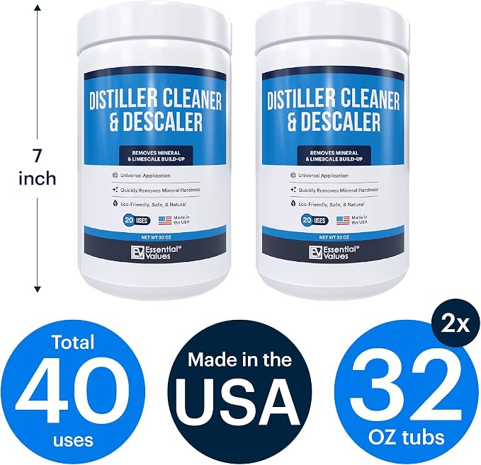 Essential Values Universal Descaler - Espresso Descaling Solution - Coffee Machine Cleaner - Critic Acid Tea Kettle Urn Water Distiller Cleaner - Manufactured in USA - 2 Pack - Image 3