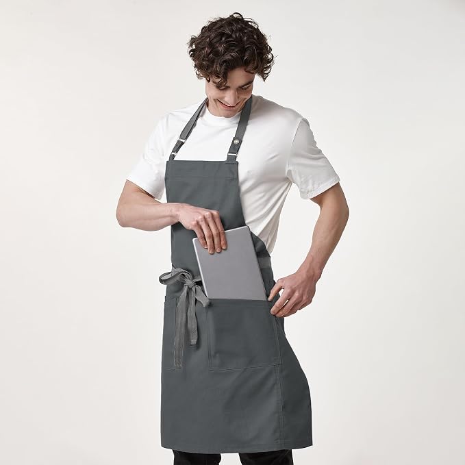 Chef Men Canvas Waterproof Apron Pocket 4251GB | Polyester Cotton Canvas Apron for BBQ Grilling Kitchen Cooking, Adjustable Neck, Durable & Comfortable - Image 4