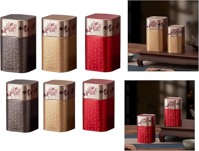 Tea Packagings Box Empty Tea Tin Can Square Tinplate Containers For Loose Tea Coffee Candy Cookie Spices Square Tinplate Can Tea Room Decoration Accessory, Black