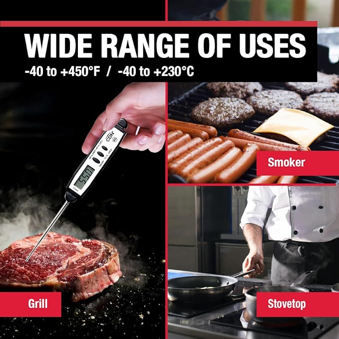 CDN Waterproof Digital Cooking Thermometer Instant Read 2.75" Stainless Shatterproof Ideal for Meat, Poultry, BBQ NSF Certified DT450X