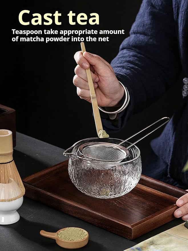 Japanese Style Matcha Tea Ceremony Bowl, Glass with Pouring Spout, 400ml 13.5 oz, Textured Design, Matcha Bowls,Salad Porridge Juice Bowl Cup(Textured Glass)