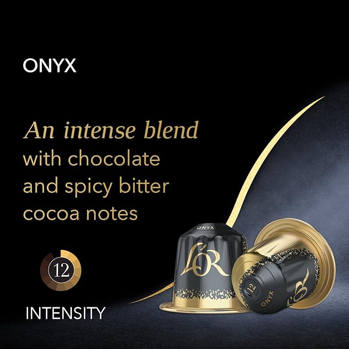 L'OR Espresso Capsules, 50 Count Onyx, Single-Serve Aluminum Coffee Capsules Compatible with the L'OR BARISTA System & *Nespresso Original Machines, 50 Count (Pack of 5)