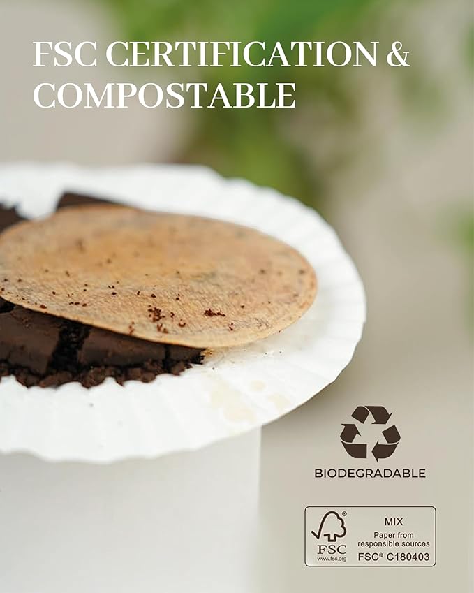 500-Count Unbleached Coffee Filters - Round Disposable Coffee Filter Papers Compatible with Aeropress Coffee Makers for Brewing Tea and Coffee