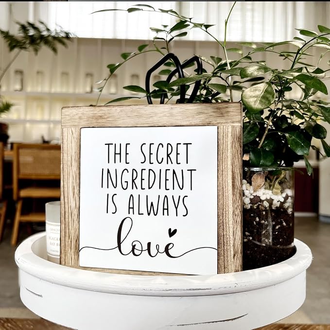 Warm Wooden Box Signs for Home - Kitchen Shelf Decor Set, Housewarming Gift, Mom Gift - The Secret Ingredient is Always Love - Image 4