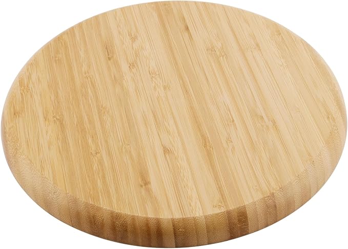 3 PCS 12 Inch Round Bamboo Tray, Bamboo Serving Platter Round Wood Plate, Unfinished Wood Tray for Pizza, Cheese, Fruit, Breakfast