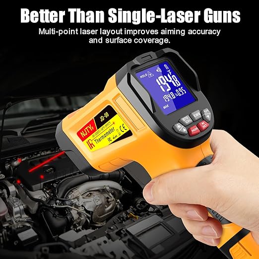 Infrared Thermometer Gun, -58℉ to 3992℉, High Temp Laser Thermometer with Adjustable Emissivity, Non-Contact Digital IR Pyrometer for Furnace, Kiln, Metal, Industrial Use