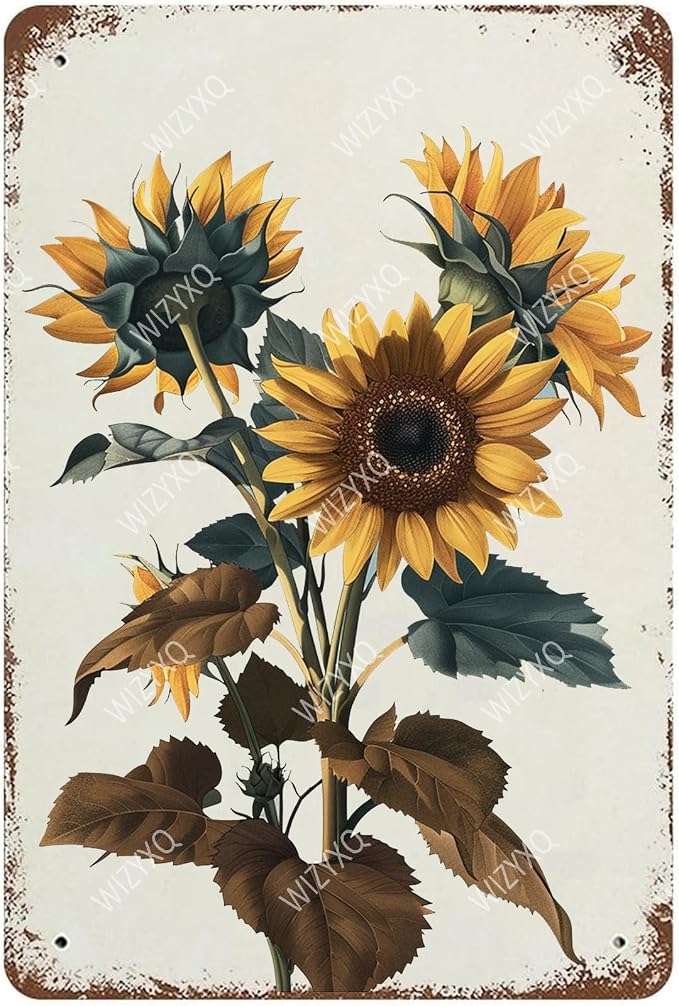Flowers Metal Signs Sunflower Sign Vintage Tin Sign Aluminum Sign Retro Wall Decor for Living Room Bedroom Greenhouse Garden Yard Shop Bar 8×12 Inches - Image 7