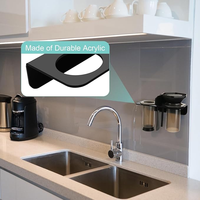 Beautyflier Wall-Mounted Holder for AeroPress Original Coffee Press, Durable Acrylic Stand Compatible with All-in-One French Press, Easy to Clean, Keep Coffee Press Set Organized (Holder Only)
