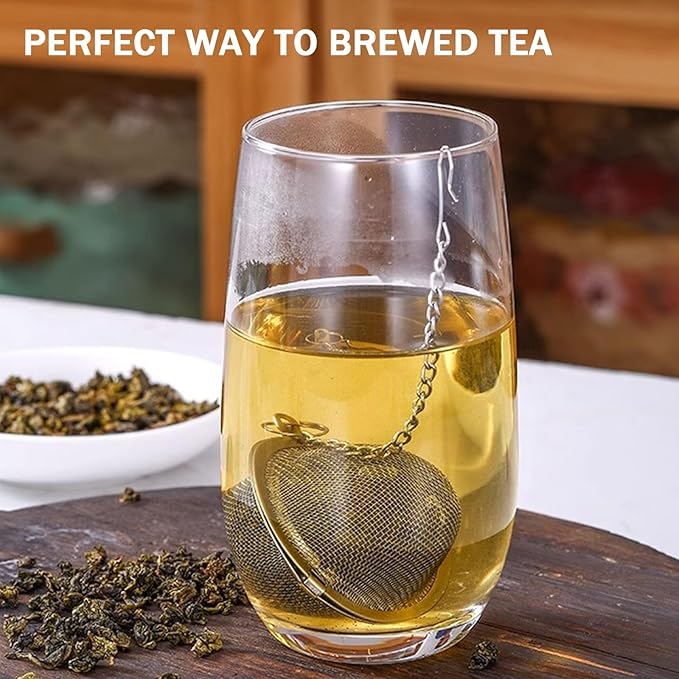 Medsuo 2pcs Stainless Steel Tea Strainer Infuser Ball Mesh Tea Filter with Extended Chain Hook for Loose Tea Leaves (2 Inch)
