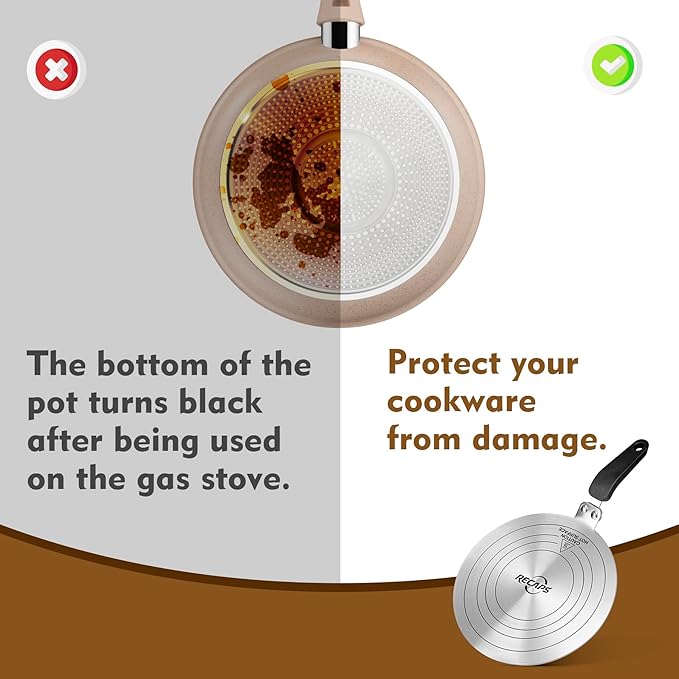 RECAPS 5.12 inch Stainless Steel Induction adapter plate for Induction Electric Gas Glass Cooktop, Heater Diffuser for Moka Pot, Glass bowls, Sauce Pan