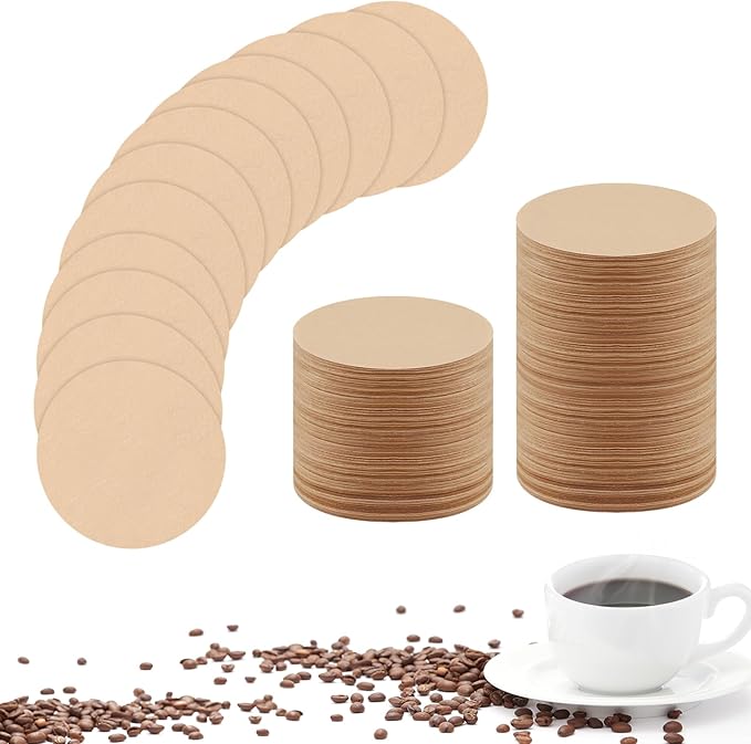 800 Pcs Replacement Filter Paper Unbleached Natural Round Coffee Filter Coffee Accessories Compatible with Aerobie Aeropress Coffee, Espresso Makers