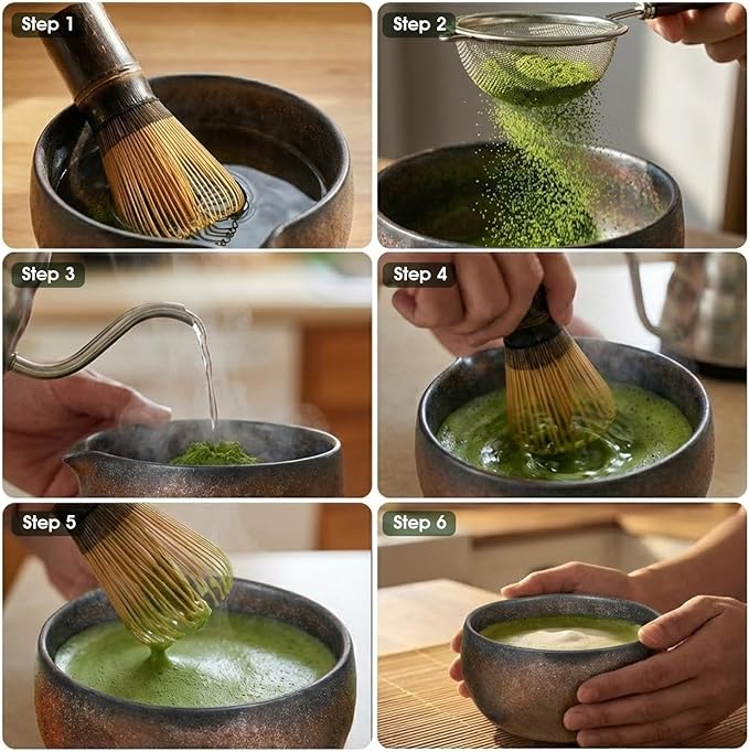 Matcha Whisk Set, 5-Piece Matcha Kit with Ceramic Matcha Bowl, Bamboo Whisk, Scoop - Complete Matcha Tea Set Perfect for Beginners & Matcha Lovers
