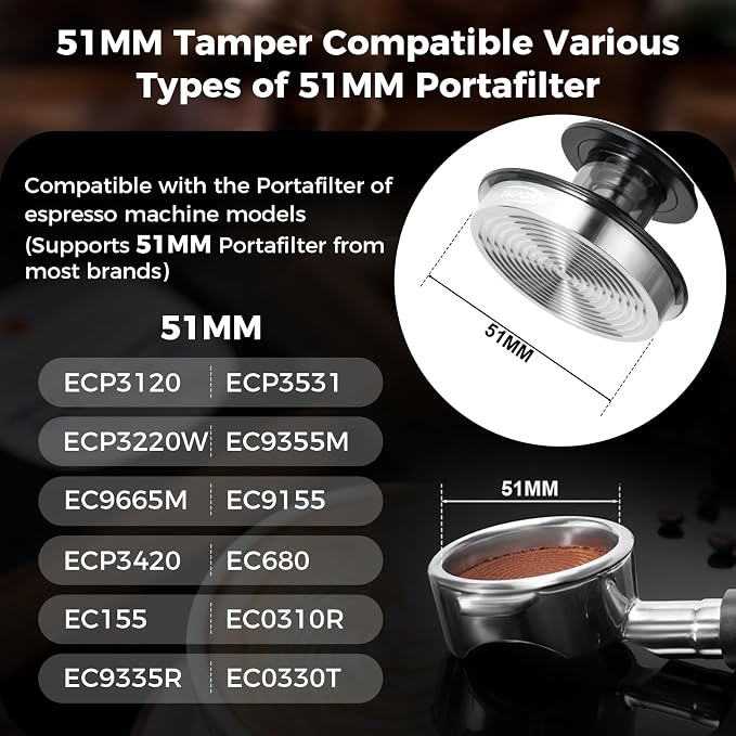 IKAPE 51MM Black Espresso Tool Set 8 IN 1, Coffee Tamper, Distributor, Magnetic Funnel, Puck Screen, Tamper Station, Stirrer Distribution Tool, Cleaning Towel and Brush - Image 2