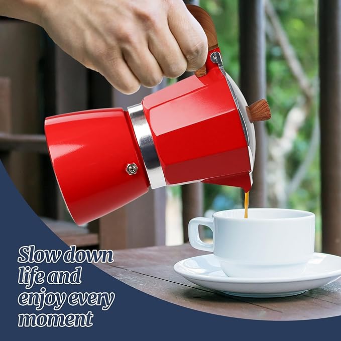 6 Cup Moka Pot Aluminum 300ml Italian Coffee Maker Stovetop Espresso CoffeeMakers Mocha Pot Percolator for Electric Ceramic Stove Classic Greca Cafe Makers Portable for Easy Brewing