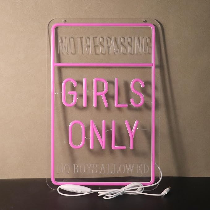 "Girls Only" neon Light - LED Wall Art for Girls Room, Club,Cave,Dorm, Study Nook or Bestie Hangout Space, Dimmable USB, Cool Bonding Gift for Sisters & Best Friends - Image 8