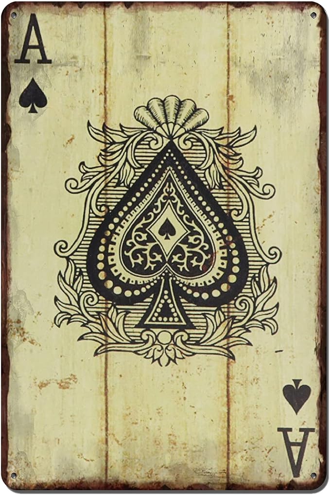 Vintage Poker Wall Decor Metal Sign Retro tin Sign Wall Decorative Signs for Man Cave Home Cafe Pub bar Shop 12x8 Inch Spades Ace by TREEPERI