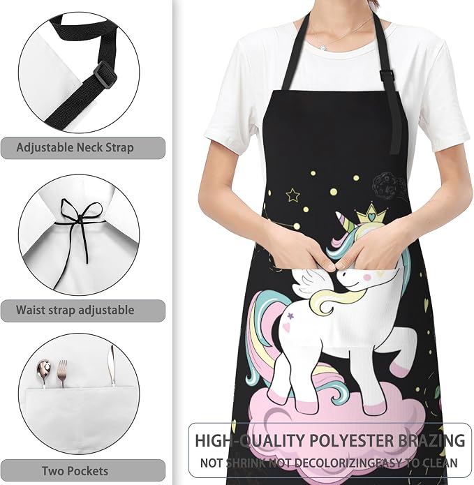 Apron, Stocking Stuffers Bib Apron with Adjustable Neck for Women, Suitable for Home Kitchen Cooking Apron - Image 3