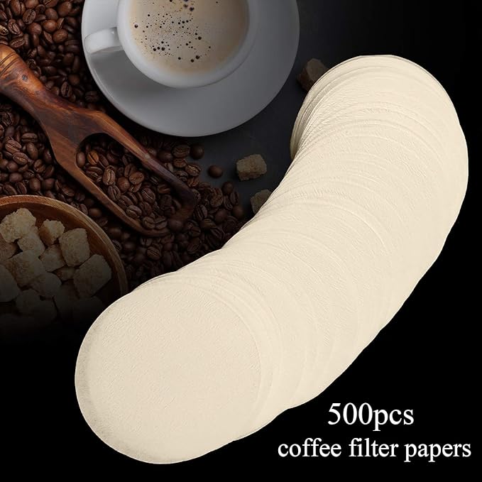 Outus 500 Pieces Replacement Paper Filters Compatible with Aeropress Coffee Makers Round 2.5 Inch Paper Filters Disposable for Espresso Coffee Makers (Unbleached)