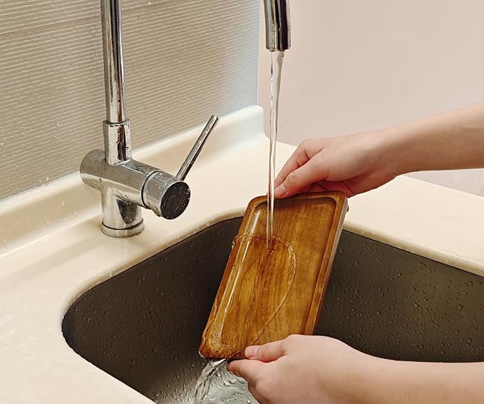Small Wooden Tray (7.5 x 4.1 inch) 6 Pack, Rectangular Mini Serving Tray for Coffee Tables, Dessert, Snack, Fruit, Acacia Wood Platter for Vegetable, Decor Restaurant