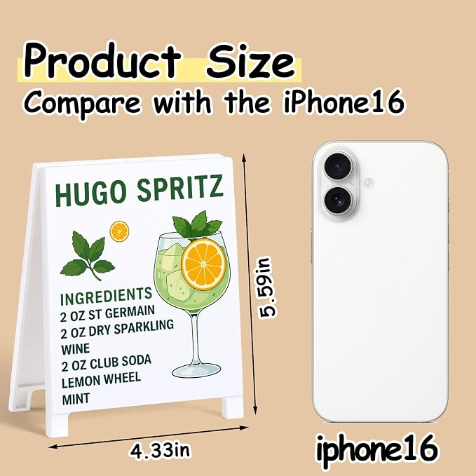 Hugo Spritz Bar Decor Sign Funny Coffee Bar Accessories Plaque for Home Pub Lounge Man Cave Party Decoration for New Couples Drink Lovers & Bartenders Christmas Gifts - Image 2