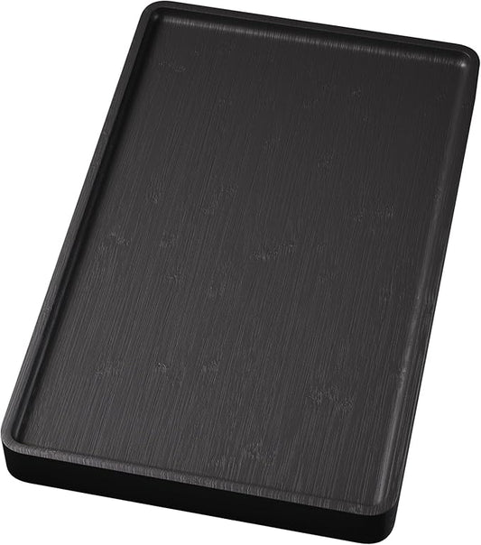 Bamboo Serving Tray,15.8x9.8 Inch Decorative Trays Platter for Coffee Table,Living Room,Bar,Party,Mini Charcuterie Boards Cheese Board,Home Decor（Black）