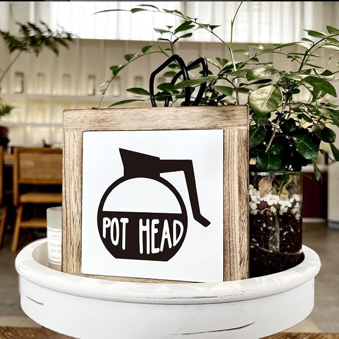 Coffee Pot Head Sign, Wooden Box Decor Set for Home, Decorative Table Sign, Farmhouse Wood Shelf Decoration, Rustic Kitchen and Bar Decor - Image 4