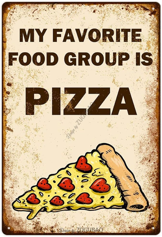 Pizza Tin Signs Vintage Metal Sign Funny Food Art Printing Poster Wall Decor for Home Kitchen Bar Restaurant Cafe Pub Indoor Outdoor 12x8 Inch Hanging Plaque by ZUGUBAQ