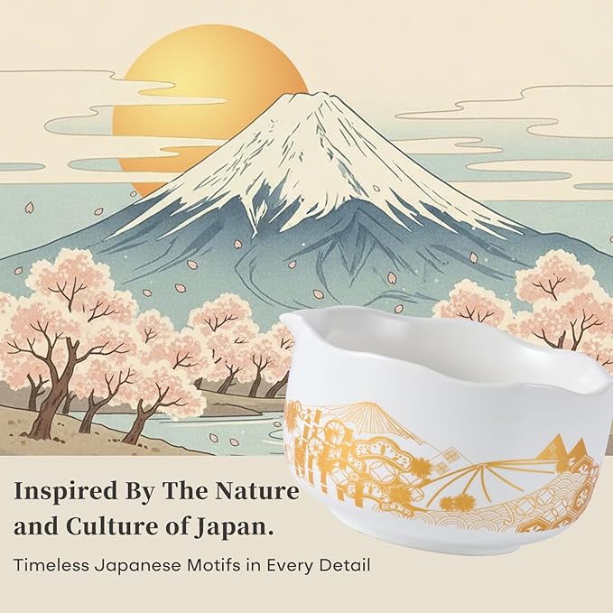 Traditional Matcha Tea Set Kit White, Japanese Matcha Making Tools Ceramic Bowl and Whisk Holder Accessories Gift Set for Women Friends