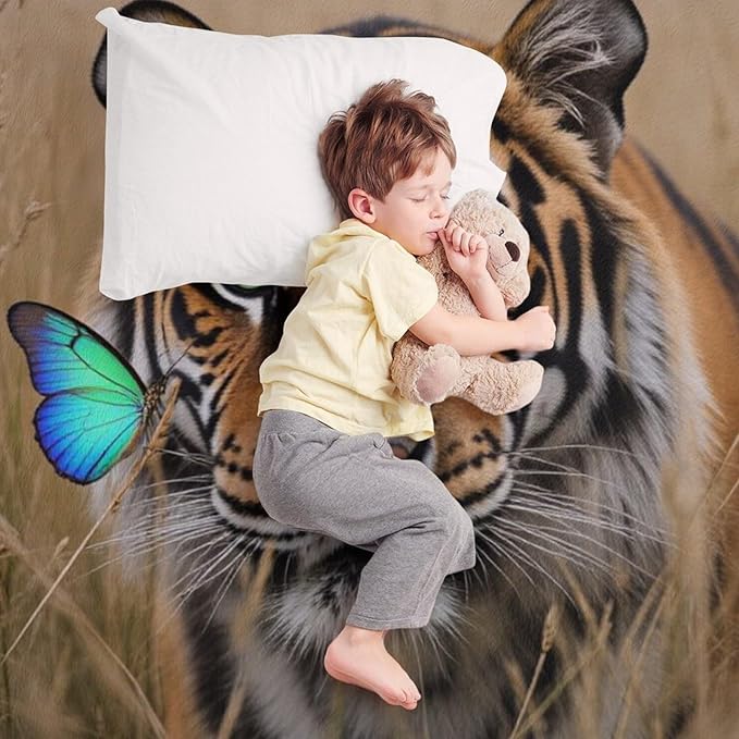 Beautiful Tiger Nature Grass Super Soft Throw Blanket, Blue Butterfly Flannel Fleece Decorative Throw for Sofa Couch Bedroom Decor Outdoor Use 30"x40"