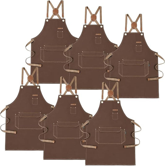Chef Apron with Cross Back Straps for Men Women, Cotton Canvas Apron for Artists Painting, Kitchen Cooking by RockyToy