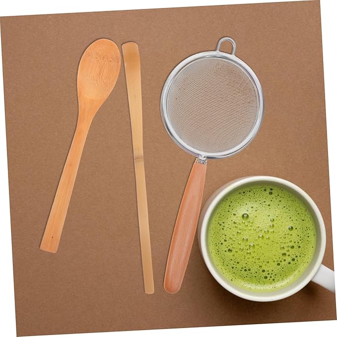 1Set Matcha Tool with Whisk Measuring Spoon and Fine Mesh Strainer for Home and Tea Shop Use Portable Safe and Practical Accessories for Smooth Matcha and Milk Tea