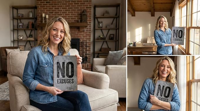 No Excuses Metal Tin Sign – Vintage Workout Motivation Wall Art, Rustic Fitness Quote Decor for Home Gym, Garage, Office, Man Cave – Durable & Easy-to-Hang 12×8 Inches - Image 2