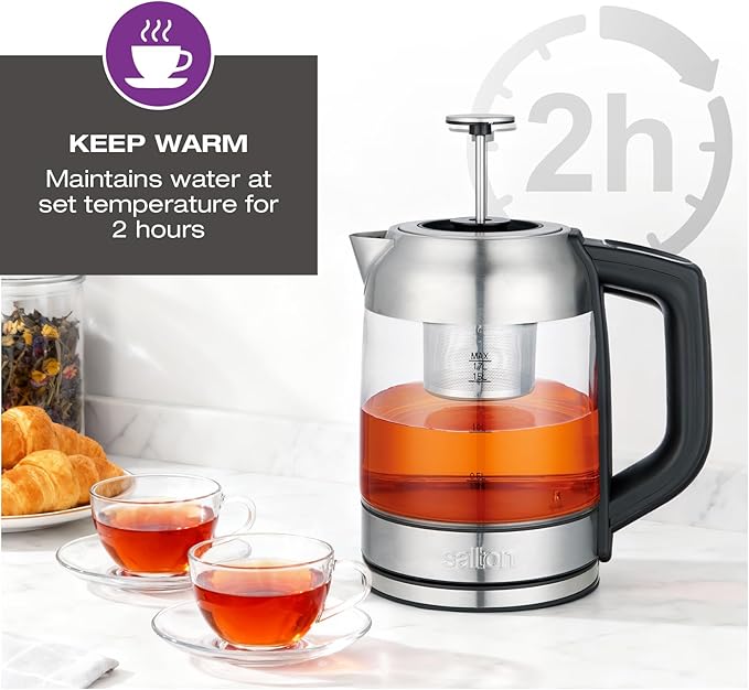 Salton Temperature Control Kettle 1.7L With Tea Steeper