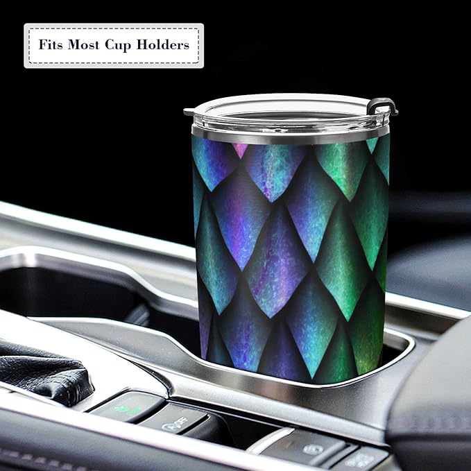 Tumbler Dragon Scales Dino Skin Insulated Office Coffee Cup Back to School Beverage Container Travel Mug with Straw and Lid Double Wall Stainless Steel 20oz