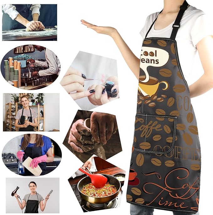 MBMSO Life Begins After Coffee Apron - Barista Gift, Coffee Themed Kitchen Apron