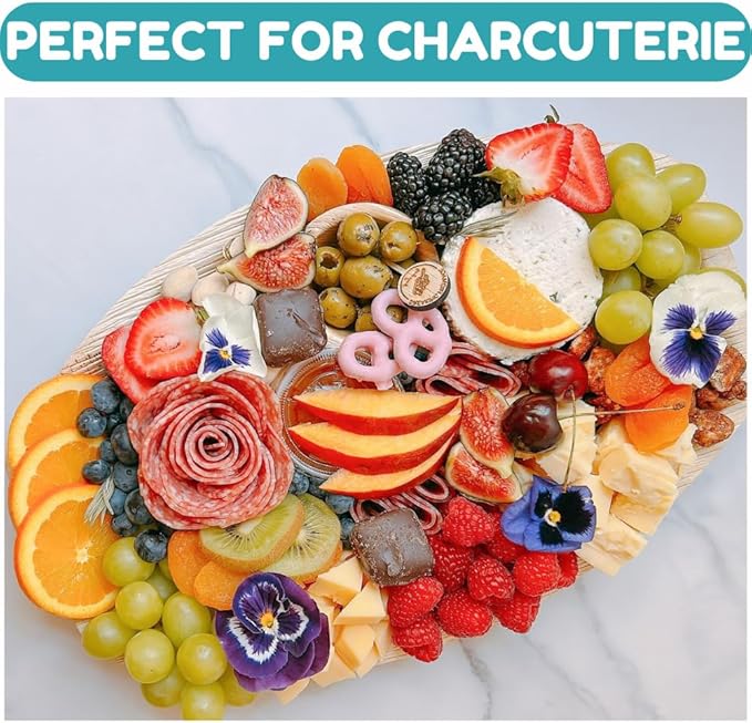 Oval Palm Leaf Trays Pack of 10-Disposable Serving Tray Charcuterie Boards & Grazing Platters, Eco-Friendly Compostable Biodegradable Plates, Durable Party Catering Serving Platter - (13x9 Inch)