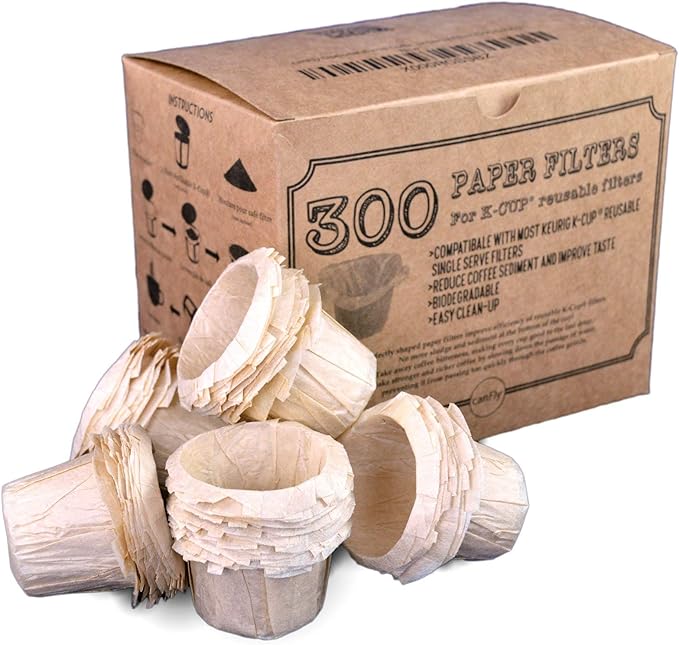 canFly Unbleached Disposable K-CUP Paper filters for Keurig single cup coffer filters compatible with Ekobrew, EZ-Cup and other Reusable K-CUP Filters (300 Count)