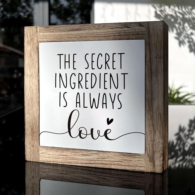 Warm Wooden Box Signs for Home - Kitchen Shelf Decor Set, Housewarming Gift, Mom Gift - The Secret Ingredient is Always Love - Image 3