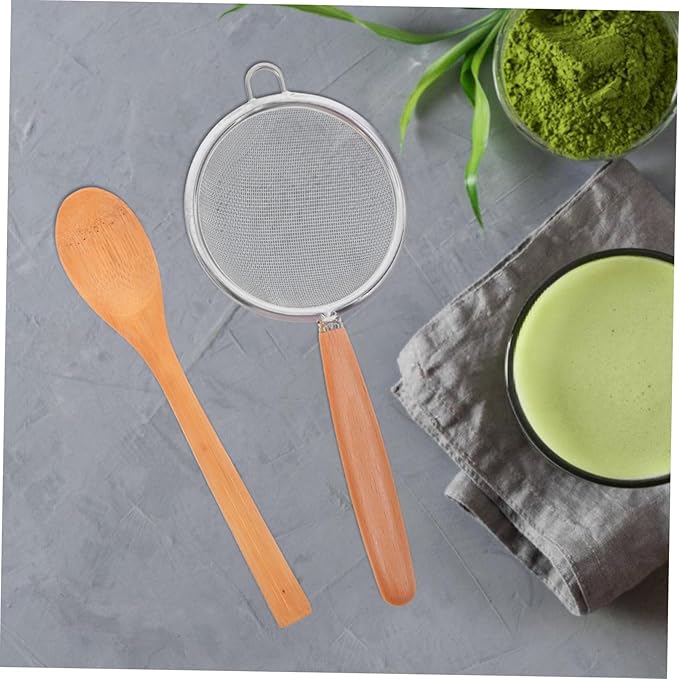 Cabilock 1Set Traditional Matcha Tool Reusable Matcha Whisk Tea Scoop Fine Mesh Strainer Filter Spoon for Home Milk Tea Shop Japanese Style Tea Accessories for Enhanced